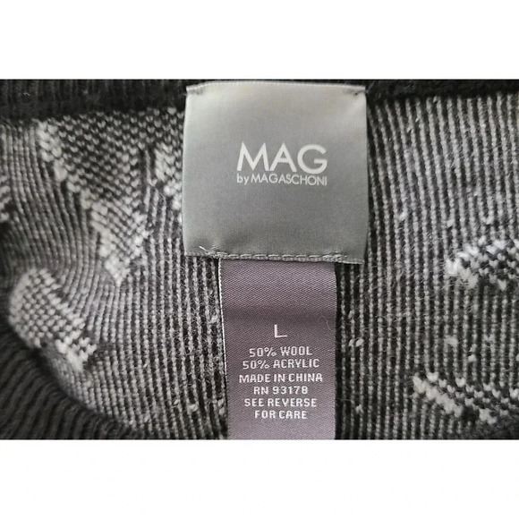 WOMAN'S MAGASCHONI FLORAL WOOL BLEND SWEATER BLACK/GRAY LOOSE FIT SIZE LARGE - Picture 6 of 7